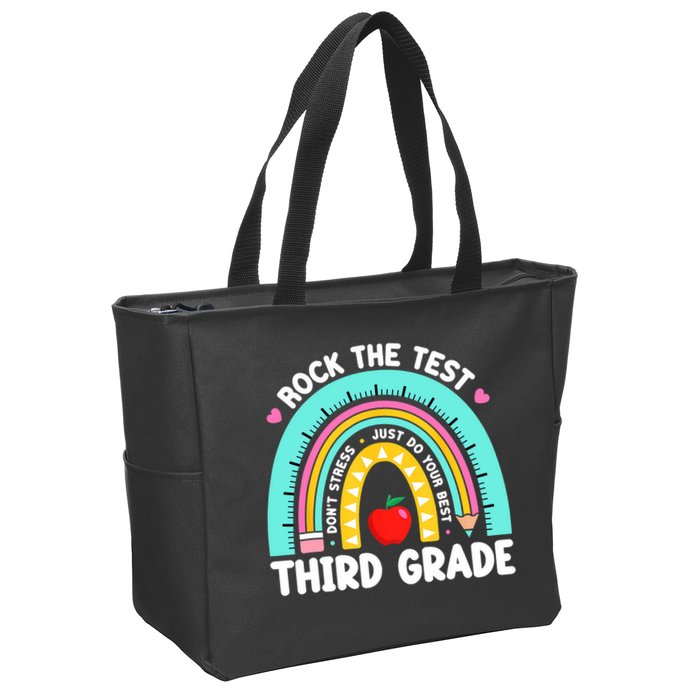 3rd Grade Teacher Rock The Test Day Third Grade Testing Day  Zip Tote Bag