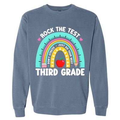 3rd Grade Teacher Rock The Test Day Third Grade Testing Day  Garment-Dyed Sweatshirt