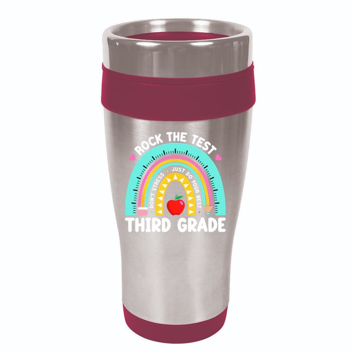 3rd Grade Teacher Rock The Test Day Third Grade Testing Day  16oz Travel Tumbler