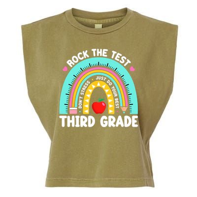 3rd Grade Teacher Rock The Test Day Third Grade Testing Day  Garment-Dyed Women's Muscle Tee