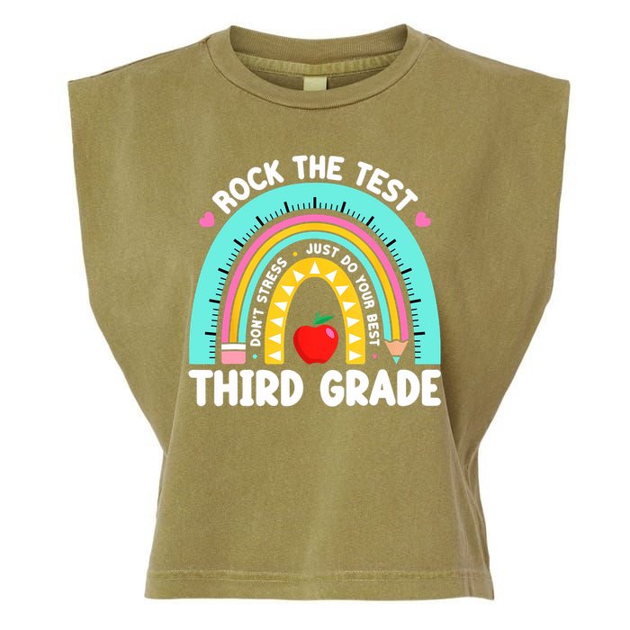3rd Grade Teacher Rock The Test Day Third Grade Testing Day  Garment-Dyed Women's Muscle Tee