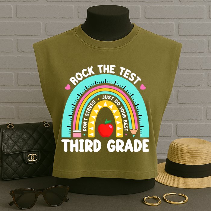 3rd Grade Teacher Rock The Test Day Third Grade Testing Day  Garment-Dyed Women's Muscle Tee