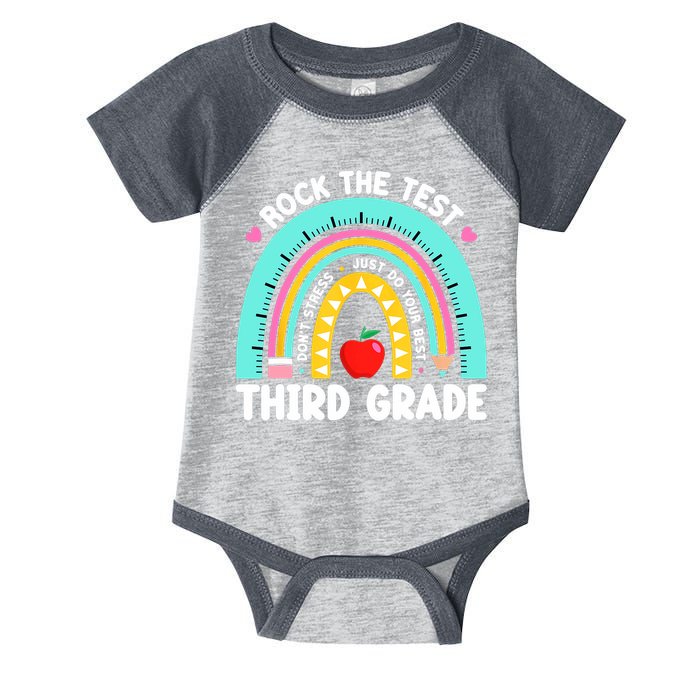3rd Grade Teacher Rock The Test Day Third Grade Testing Day  Infant Baby Jersey Bodysuit