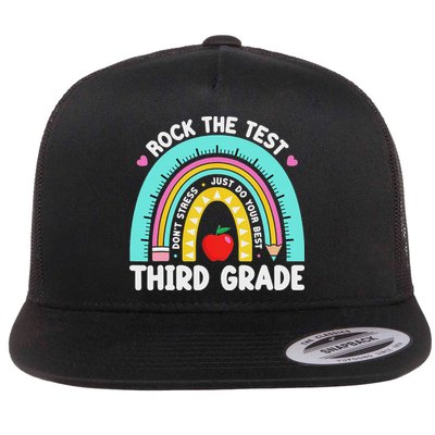3rd Grade Teacher Rock The Test Day Third Grade Testing Day Flatbill Hat