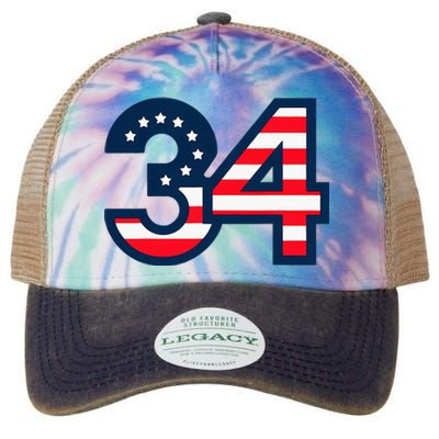 34 Guilty Trial Judge Usa Flag Legacy Tie Dye Trucker Hat