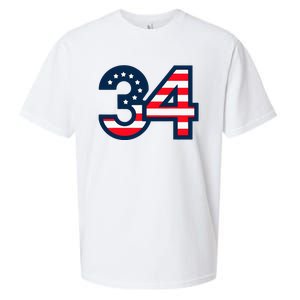 34 Guilty Trial Judge Usa Flag Sueded Cloud Jersey T-Shirt