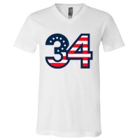 34 Guilty Trial Judge Usa Flag V-Neck T-Shirt