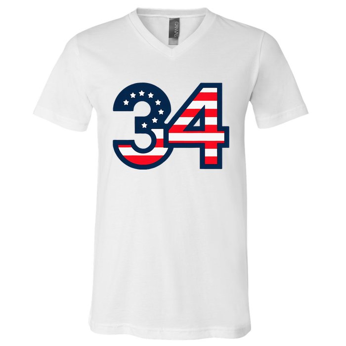 34 Guilty Trial Judge Usa Flag V-Neck T-Shirt