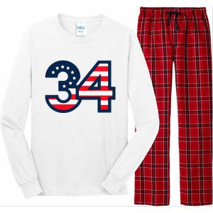 34 Guilty Trial Judge Usa Flag Long Sleeve Pajama Set