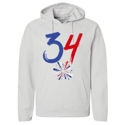 34 Guilty Trial Judge Usa Flag 4th Of July Performance Fleece Hoodie