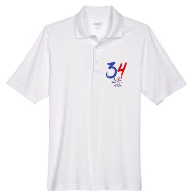 34 Guilty Trial Judge Usa Flag 4th Of July Men's Origin Performance Pique Polo