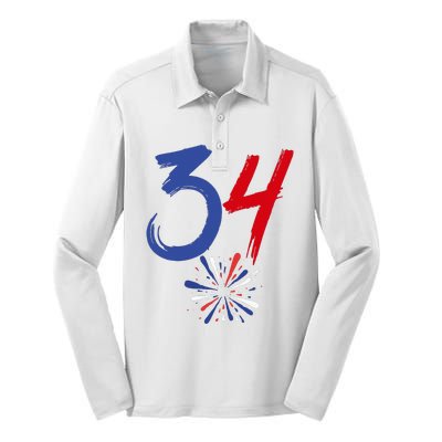 34 Guilty Trial Judge Usa Flag 4th Of July Silk Touch Performance Long Sleeve Polo