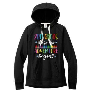 3Rd Grade Teacher Adventure Begins First Day Teachers Gift Women's Fleece Hoodie