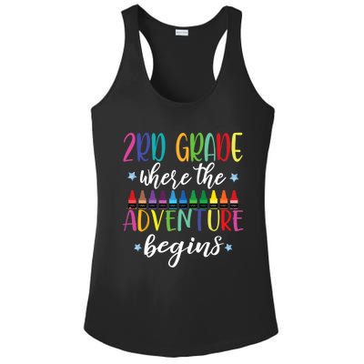 3Rd Grade Teacher Adventure Begins First Day Teachers Gift Ladies PosiCharge Competitor Racerback Tank