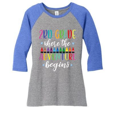 3Rd Grade Teacher Adventure Begins First Day Teachers Gift Women's Tri-Blend 3/4-Sleeve Raglan Shirt