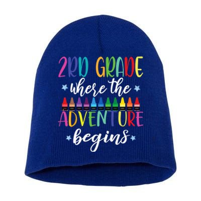 3Rd Grade Teacher Adventure Begins First Day Teachers Gift Short Acrylic Beanie