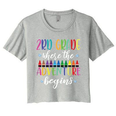 3Rd Grade Teacher Adventure Begins First Day Teachers Gift Women's Crop Top Tee