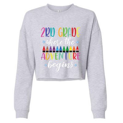 3Rd Grade Teacher Adventure Begins First Day Teachers Gift Cropped Pullover Crew