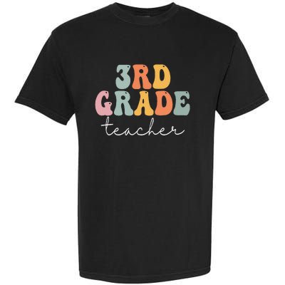 3rd Grade Teacher Retro Groovy Vintage First Day Of School Garment-Dyed Heavyweight T-Shirt