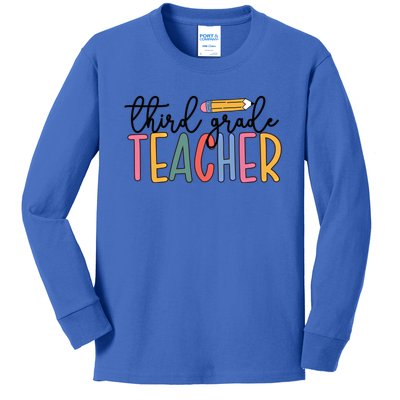 3Rd Grade Teacher Boho Third Grade Teachers Gift Kids Long Sleeve Shirt