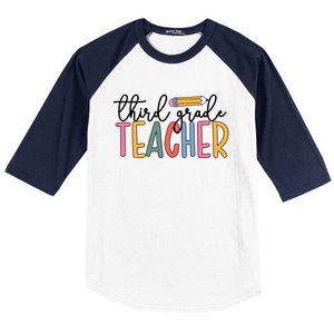 3Rd Grade Teacher Boho Third Grade Teachers Gift Baseball Sleeve Shirt