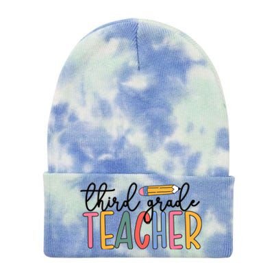 3Rd Grade Teacher Boho Third Grade Teachers Gift Tie Dye 12in Knit Beanie