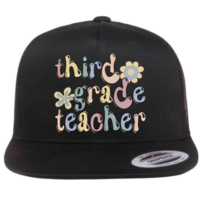 3Rd Grade Teacher Third Grade Teacher Groovy Gift Flatbill Hat