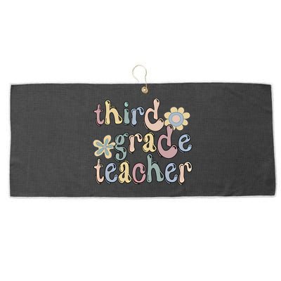 3Rd Grade Teacher Third Grade Teacher Groovy Gift Large Microfiber Waffle Golf Towel