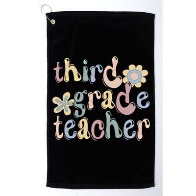 3Rd Grade Teacher Third Grade Teacher Groovy Gift Platinum Collection Golf Towel