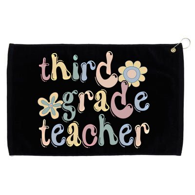 3Rd Grade Teacher Third Grade Teacher Groovy Gift Grommeted Golf Towel