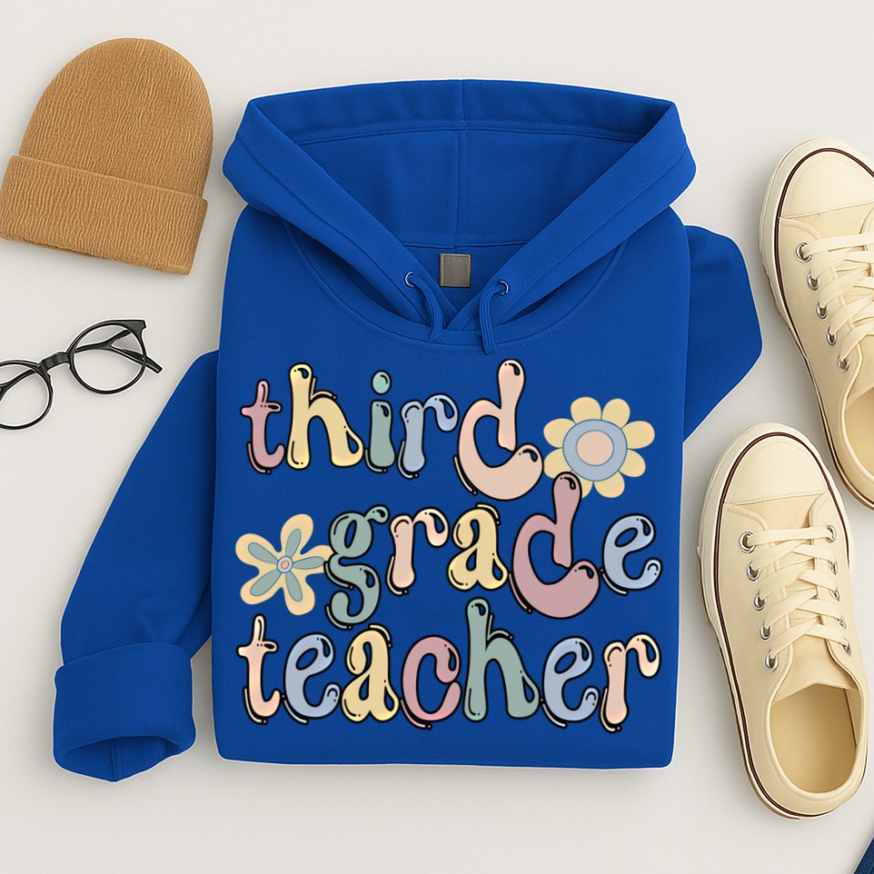 3Rd Grade Teacher Third Grade Teacher Groovy Gift Hoodie