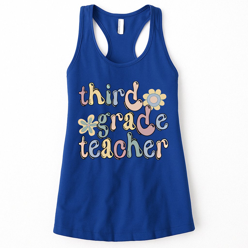 3Rd Grade Teacher Third Grade Teacher Groovy Gift Womens Tank Top