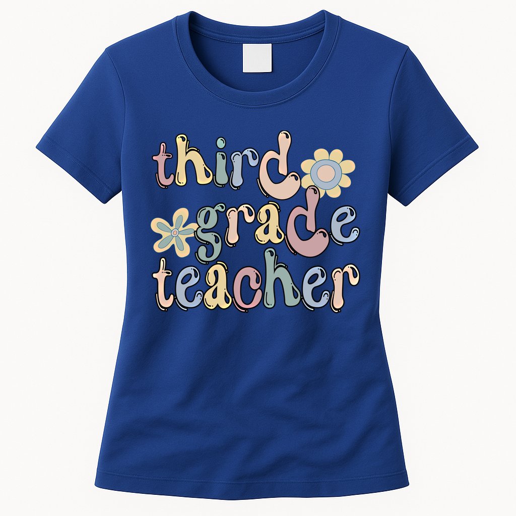 3Rd Grade Teacher Third Grade Teacher Groovy Gift Womens T-Shirt