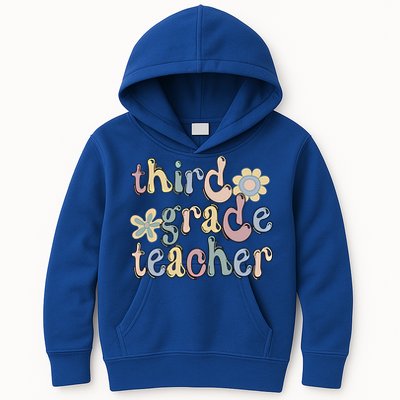 3Rd Grade Teacher Third Grade Teacher Groovy Gift Kids Hoodie