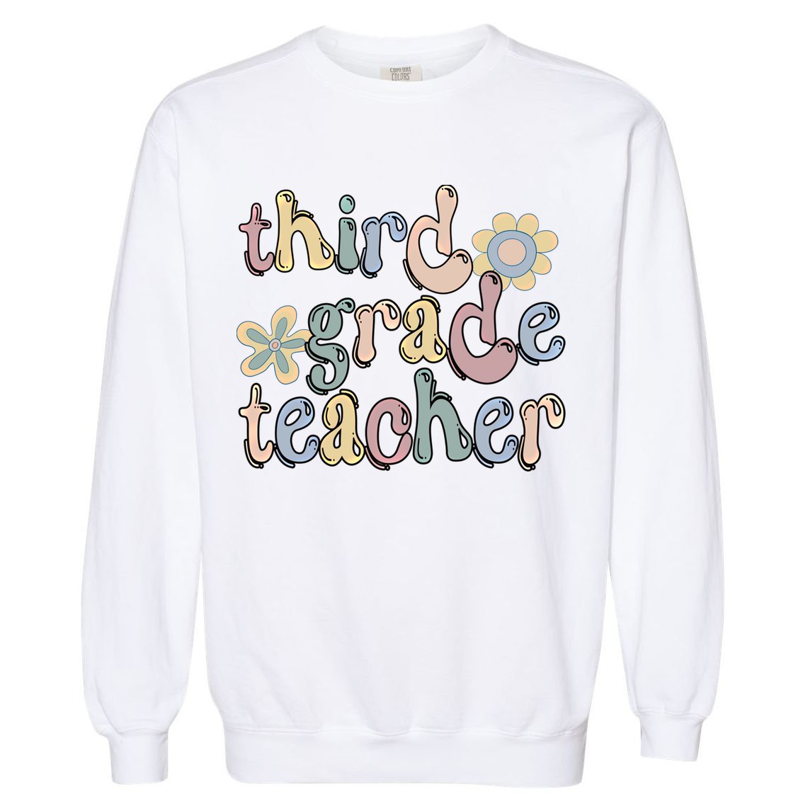 3Rd Grade Teacher Third Grade Teacher Groovy Gift Garment-Dyed Sweatshirt