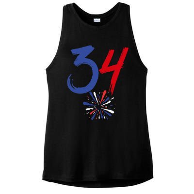 34 Guilty Trial Judge Usa Flag 4th Of July Ladies PosiCharge Tri-Blend Wicking Tank