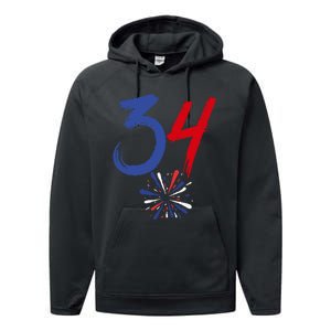 34 Guilty Trial Judge Usa Flag 4th Of July Performance Fleece Hoodie