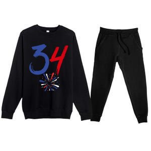 34 Guilty Trial Judge Usa Flag 4th Of July Premium Crewneck Sweatsuit Set