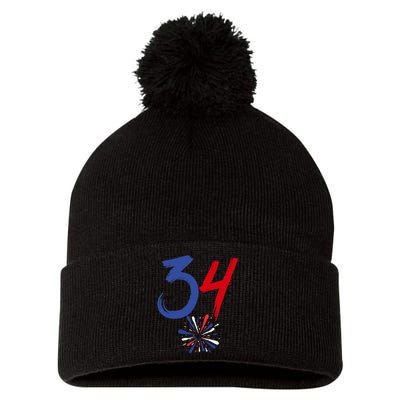 34 Guilty Trial Judge Usa Flag 4th Of July Pom Pom 12in Knit Beanie