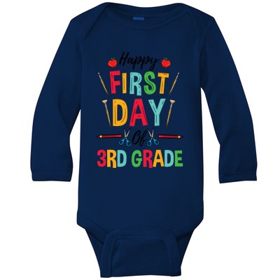 3Rd Grade Teacher Happy First Day Of 3Rd Grade Gift Baby Long Sleeve Bodysuit