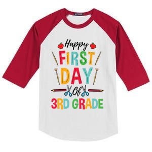 3Rd Grade Teacher Happy First Day Of 3Rd Grade Gift Kids Colorblock Raglan Jersey