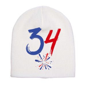 34 Guilty Trial Judge Usa Flag 4th Of July Short Acrylic Beanie