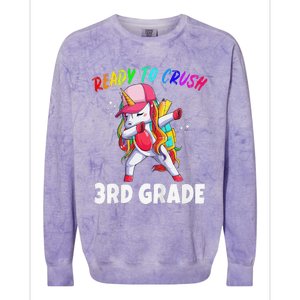 3rd Grade Unicorn First Day Of School Gift Rainbow Colorblast Crewneck Sweatshirt