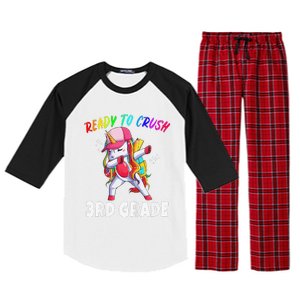 3rd Grade Unicorn First Day Of School Gift Rainbow Raglan Sleeve Pajama Set