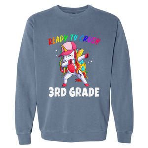 3rd Grade Unicorn First Day Of School Gift Rainbow Garment-Dyed Sweatshirt