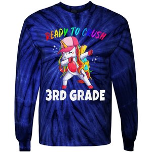 3rd Grade Unicorn First Day Of School Gift Rainbow Tie-Dye Long Sleeve Shirt