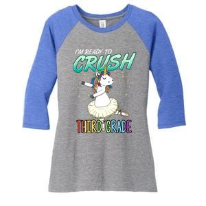 3Rd Grade Unicorn Ballerina Ballet Dancer Hello Third Grade Funny Gift Women's Tri-Blend 3/4-Sleeve Raglan Shirt