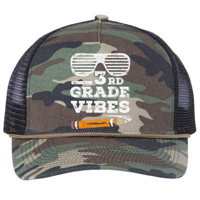 3rd Grade Vibes Funny Third Grade Back To School Tee Retro Rope Trucker Hat Cap