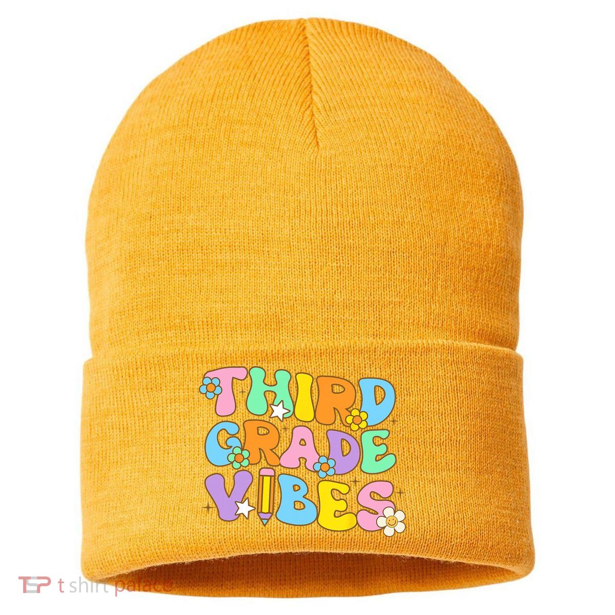 3rd Grade Vibes Back To School Retro Third Grade Teachers Sustainable Knit Beanie