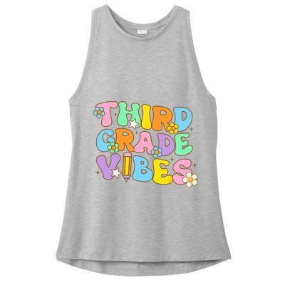 3rd Grade Vibes Back To School Retro Third Grade Teachers Ladies PosiCharge Tri-Blend Wicking Tank